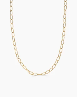 Elongated Oval Link Necklace 18K Yellow Gold, 6mm