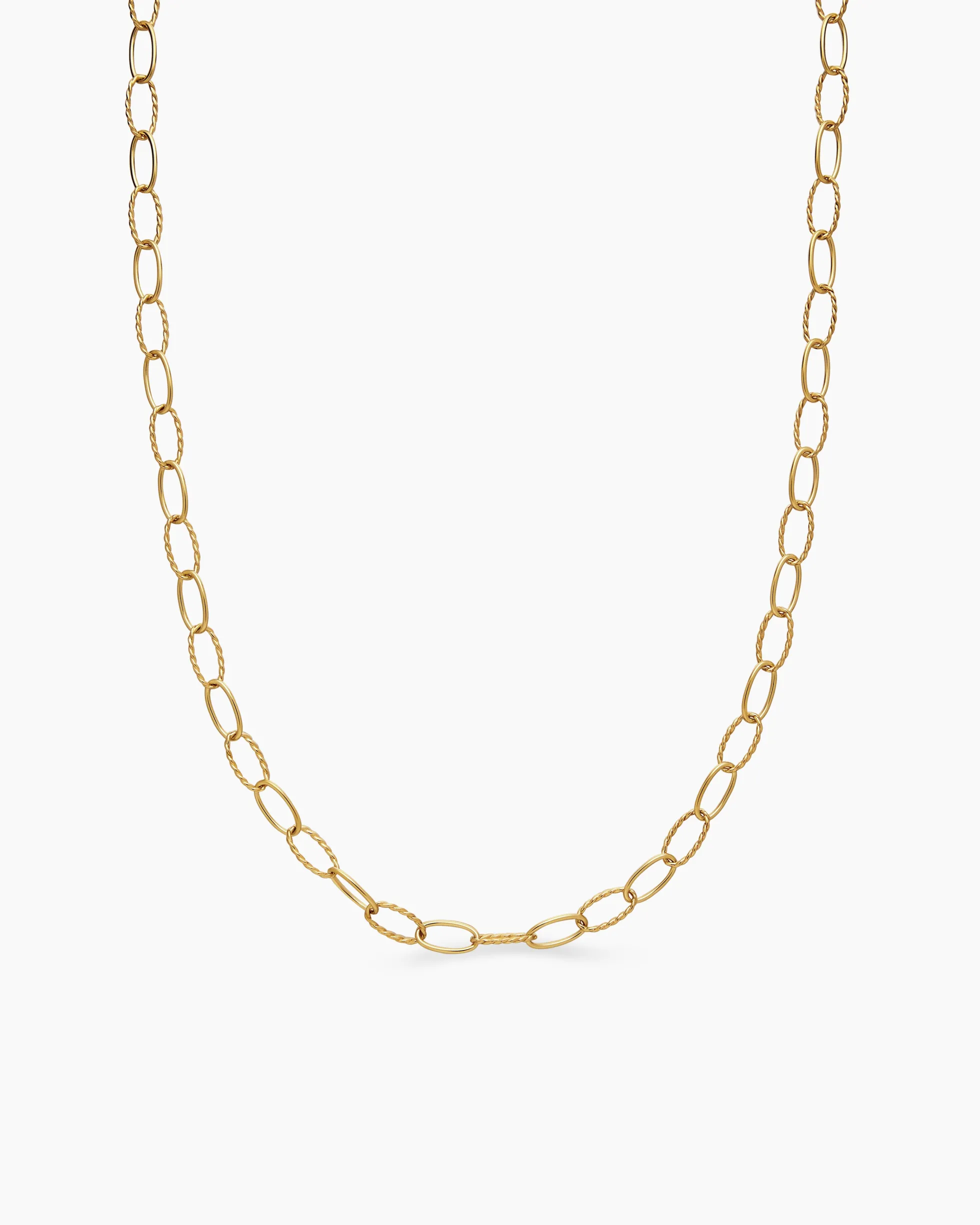 Elongated Oval Link Necklace 18K Yellow Gold, 6mm