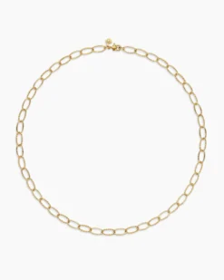 Elongated Oval Link Necklace 18K Yellow Gold, 6mm