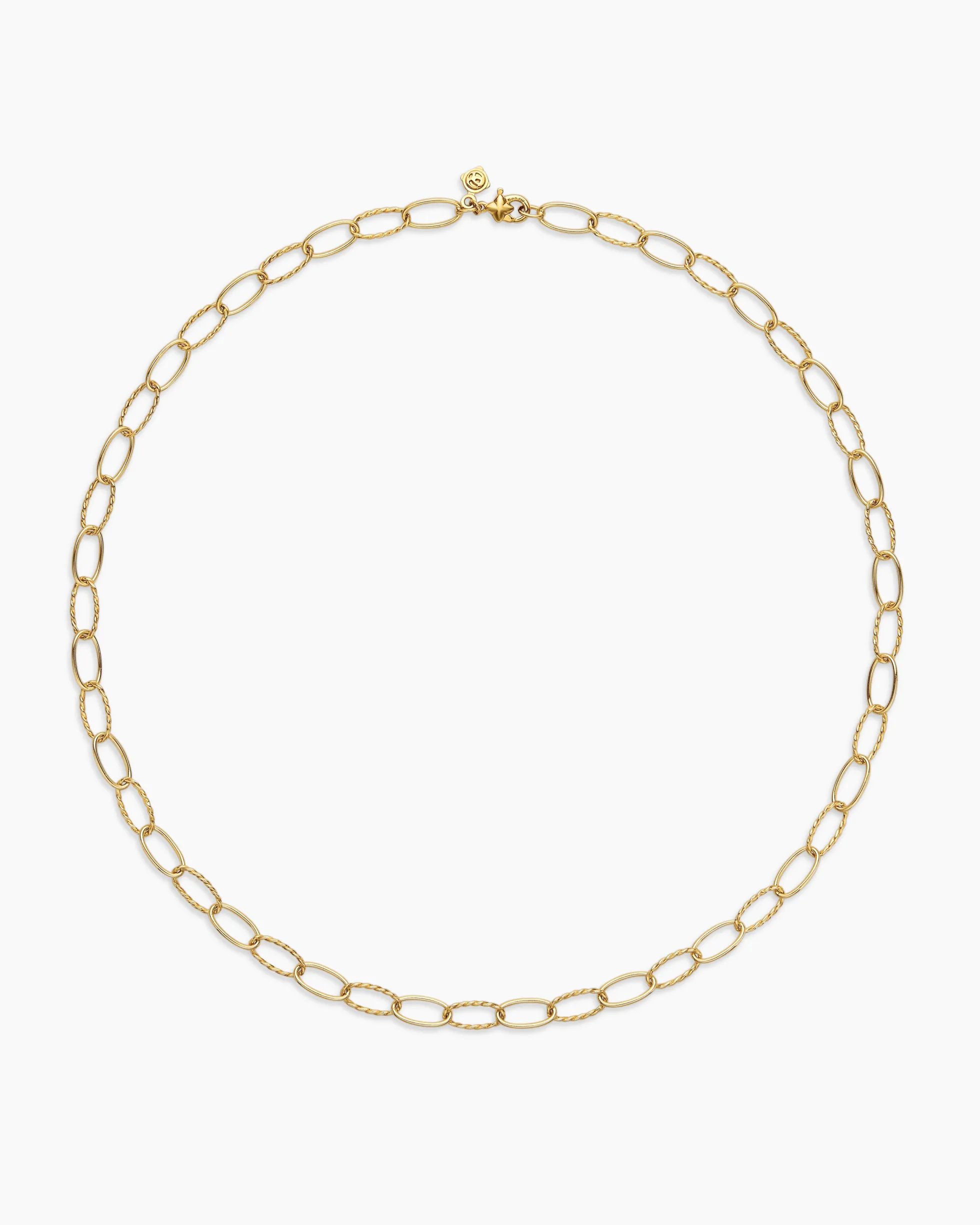 Elongated Oval Link Necklace 18K Yellow Gold, 6mm