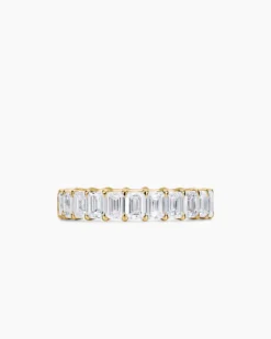 Emerald Cut Band Ring 18K Yellow Gold with Diamonds, 4.2mm