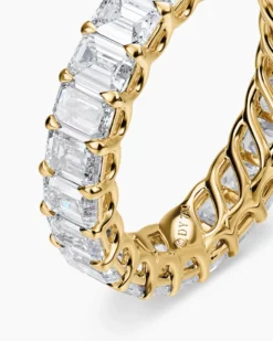 Emerald Cut Band Ring 18K Yellow Gold with Diamonds, 4.2mm