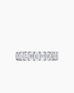 Emerald Cut Band Ring Platinum with Diamonds, 4.2mm