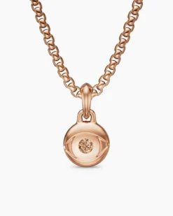 Evil Eye Amulet 18K Rose Gold with Cognac Diamond, 15mm