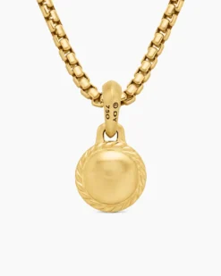 Evil Eye Amulet 18K Yellow Gold with Emerald, 14.5mm