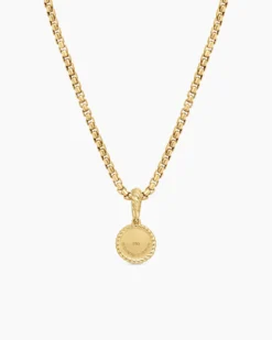 Evil Eye Amulet 18K Yellow Gold with Pavé Blue Sapphires and Diamonds, 11mm
