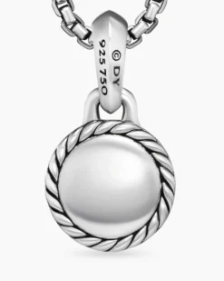 Evil Eye Amulet Sterling Silver with 18K Yellow Gold and Emerald, 14.5mm