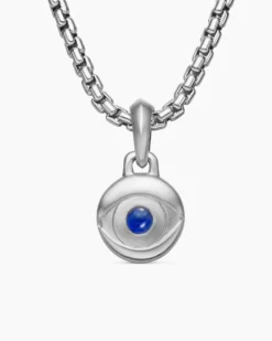 Evil Eye Amulet Sterling Silver with Lapis, 14.5mm