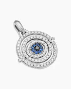Evil Eye Mobile Amulet 18K White Gold with Pavé Blue Sapphires and Diamonds, 20.5mm