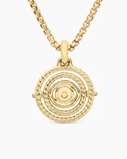 Evil Eye Mobile Amulet 18K Yellow Gold with Pavé Emeralds and Diamonds, 20.5mm