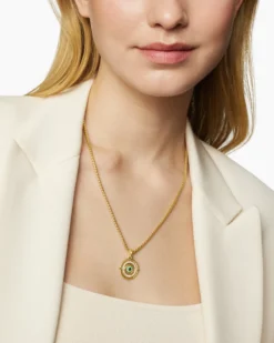 Evil Eye Mobile Amulet 18K Yellow Gold with Pavé Emeralds and Diamonds, 20.5mm