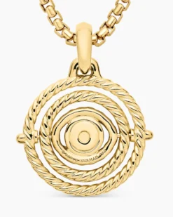 Evil Eye Mobile Amulet 18K Yellow Gold with Pavé Emeralds and Diamonds, 20.5mm