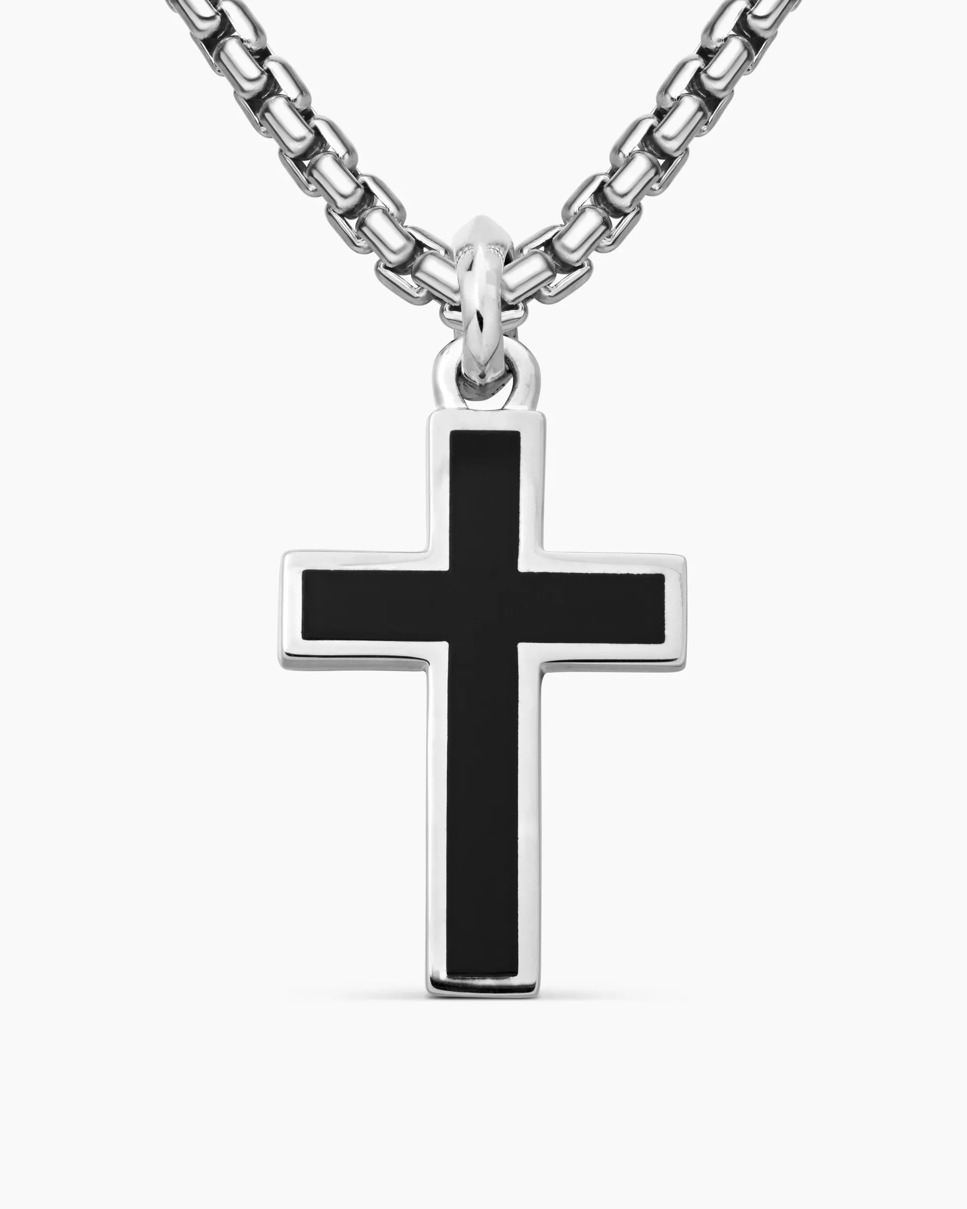 Exotic Stone Cross Sterling Silver with Black Onyx, 23mm