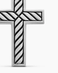 Exotic Stone Cross Sterling Silver with Black Onyx, 23mm