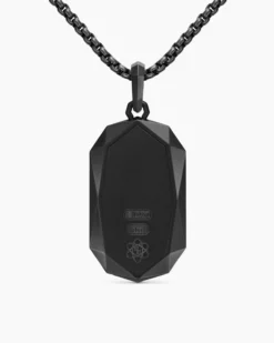 Faceted Amulet Black Titanium with Meteorite, 36.3mm