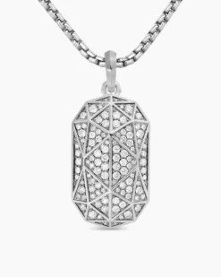 Faceted Amulet Sterling Silver with Diamonds, 36.3mm