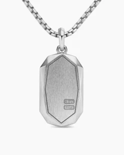 Faceted Amulet Sterling Silver with Diamonds, 36.3mm