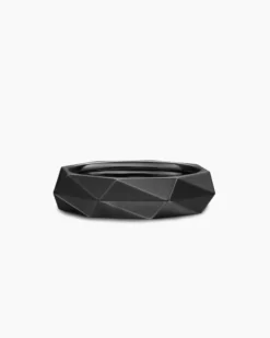 Faceted Band Ring Black Titanium, 6.2mm