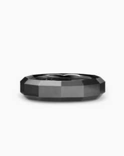 Faceted Band Ring Black Titanium, 6mm