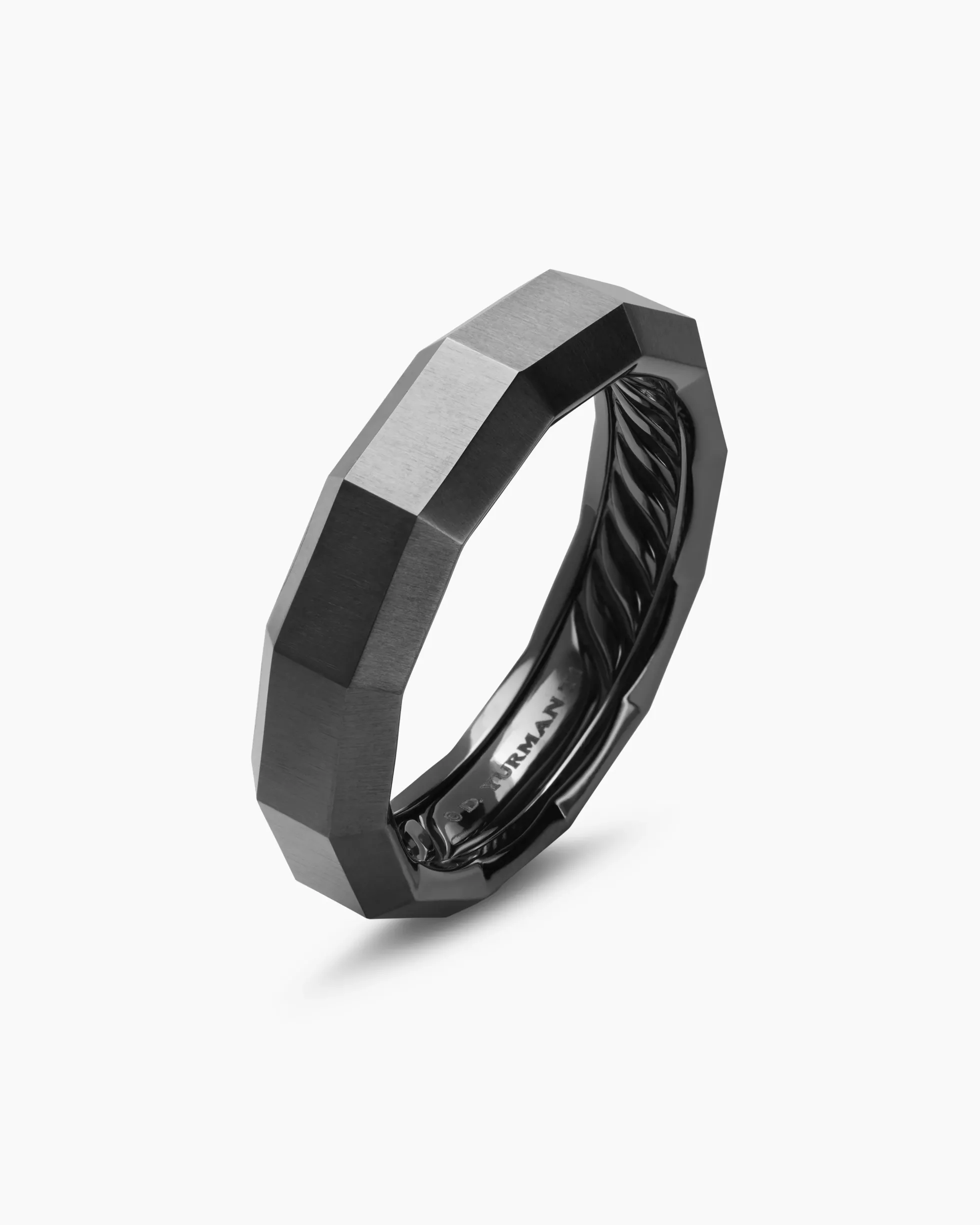 Faceted Band Ring Black Titanium, 6mm