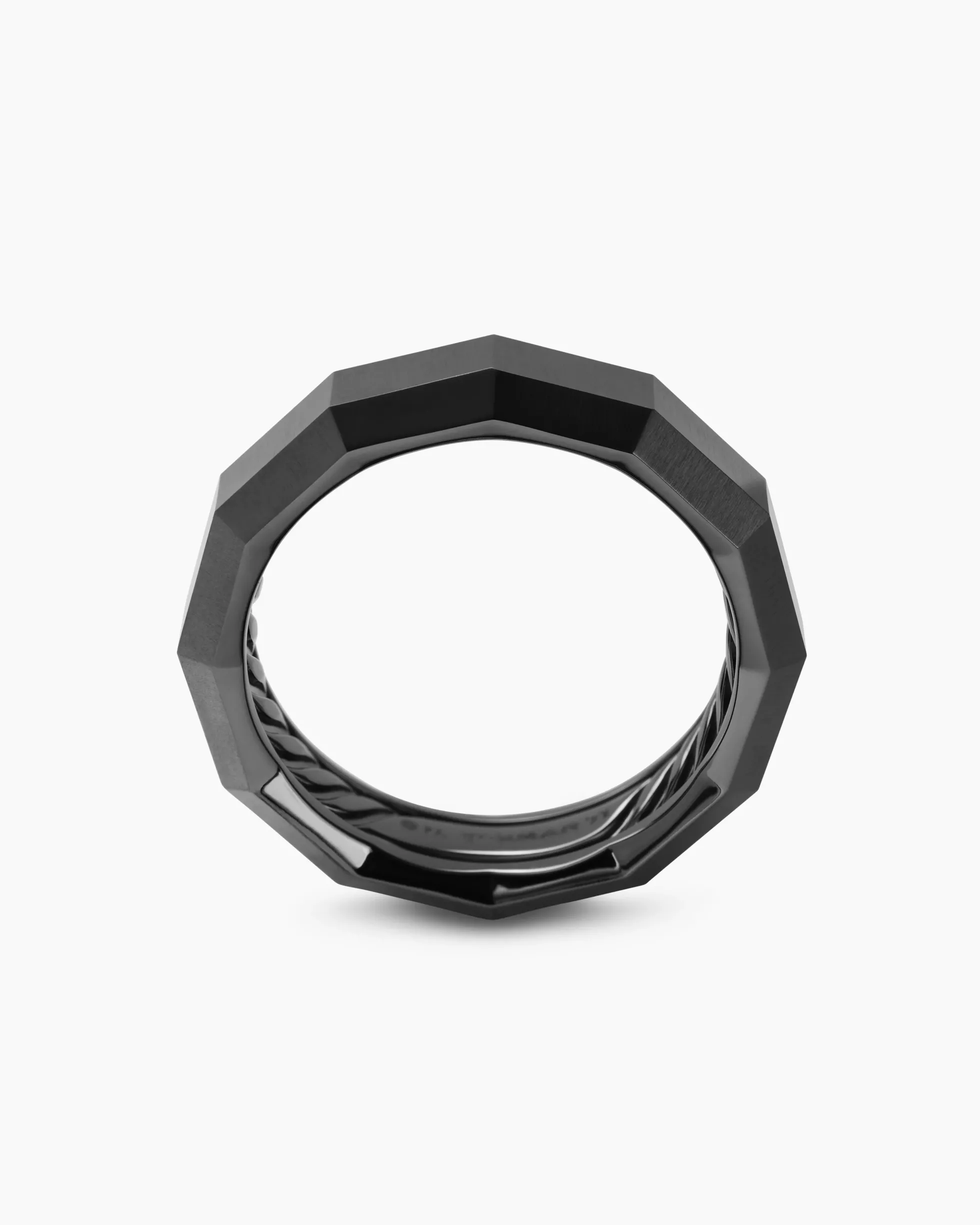Faceted Band Ring Black Titanium, 6mm