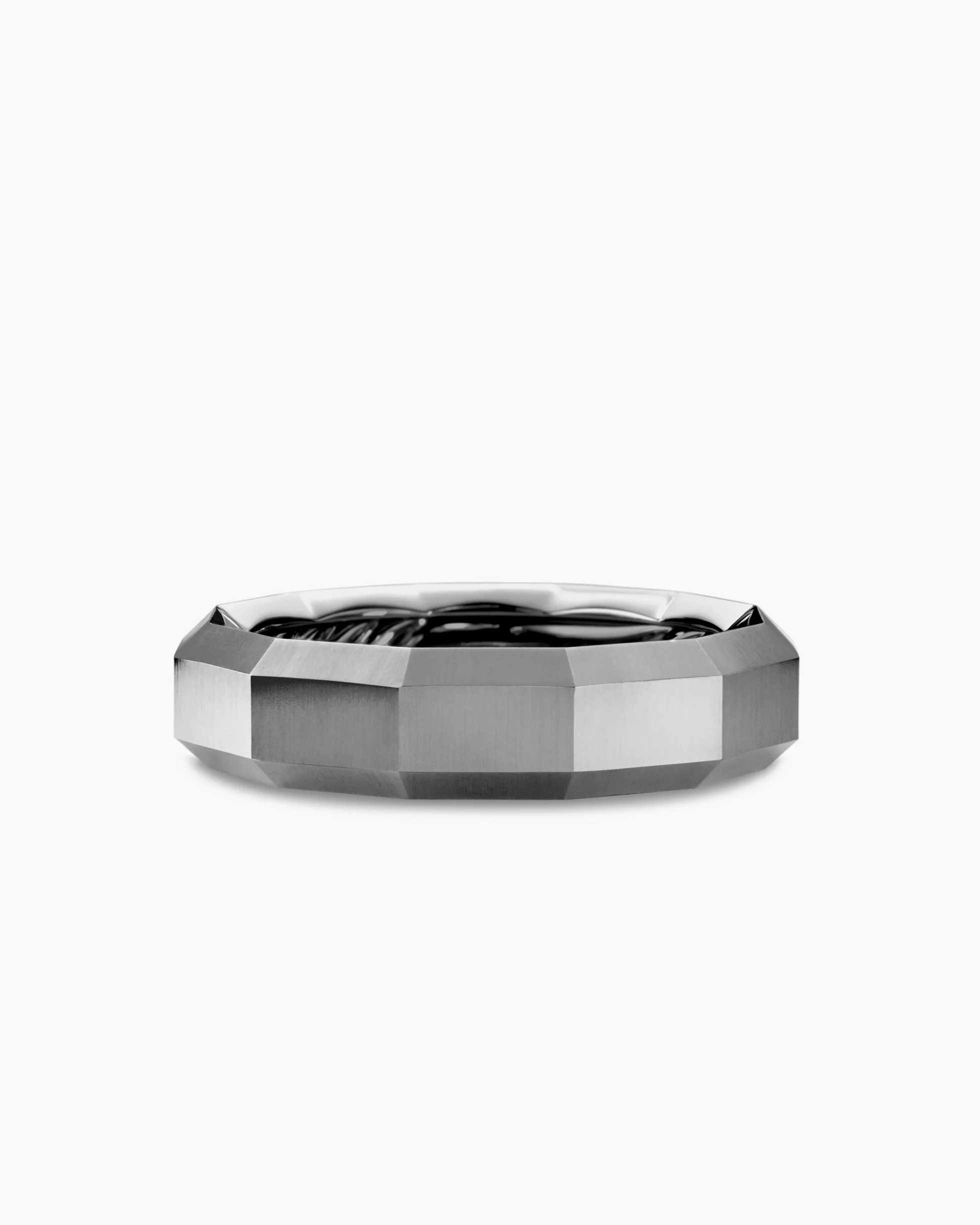 Faceted Band Ring Grey Titanium, 6mm