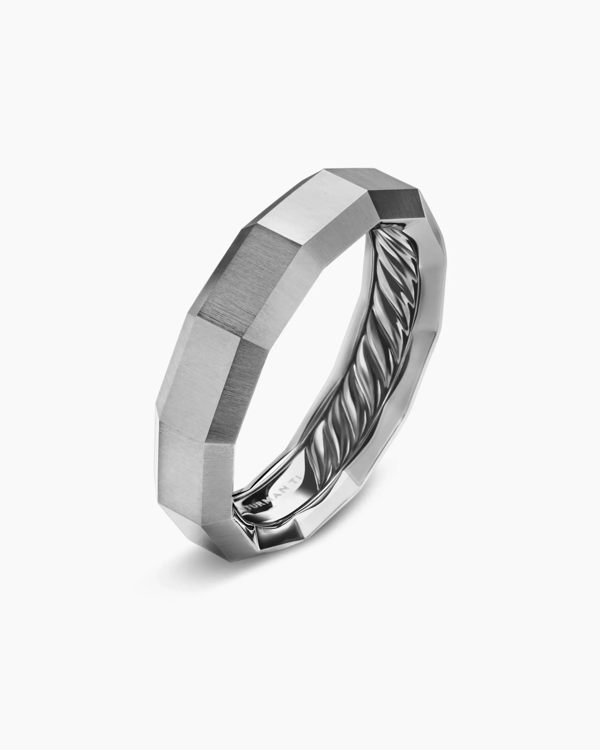Faceted Band Ring Grey Titanium, 6mm