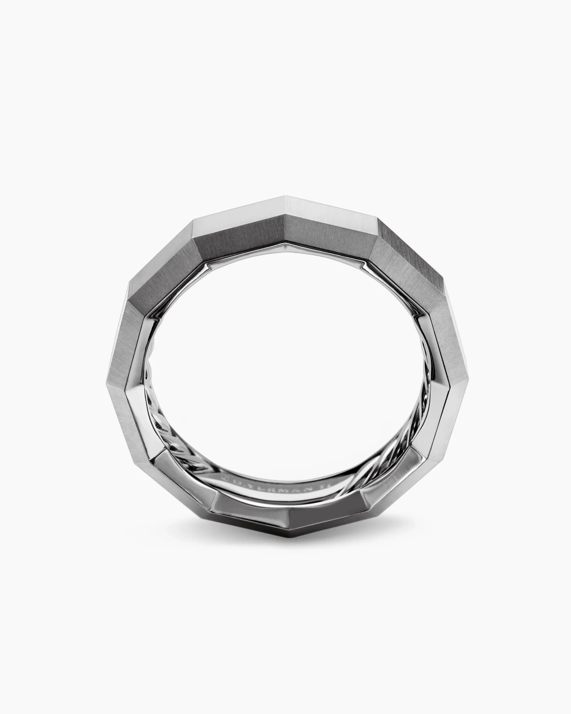 Faceted Band Ring Grey Titanium, 6mm
