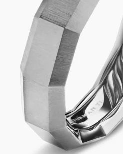 Faceted Band Ring Grey Titanium, 6mm