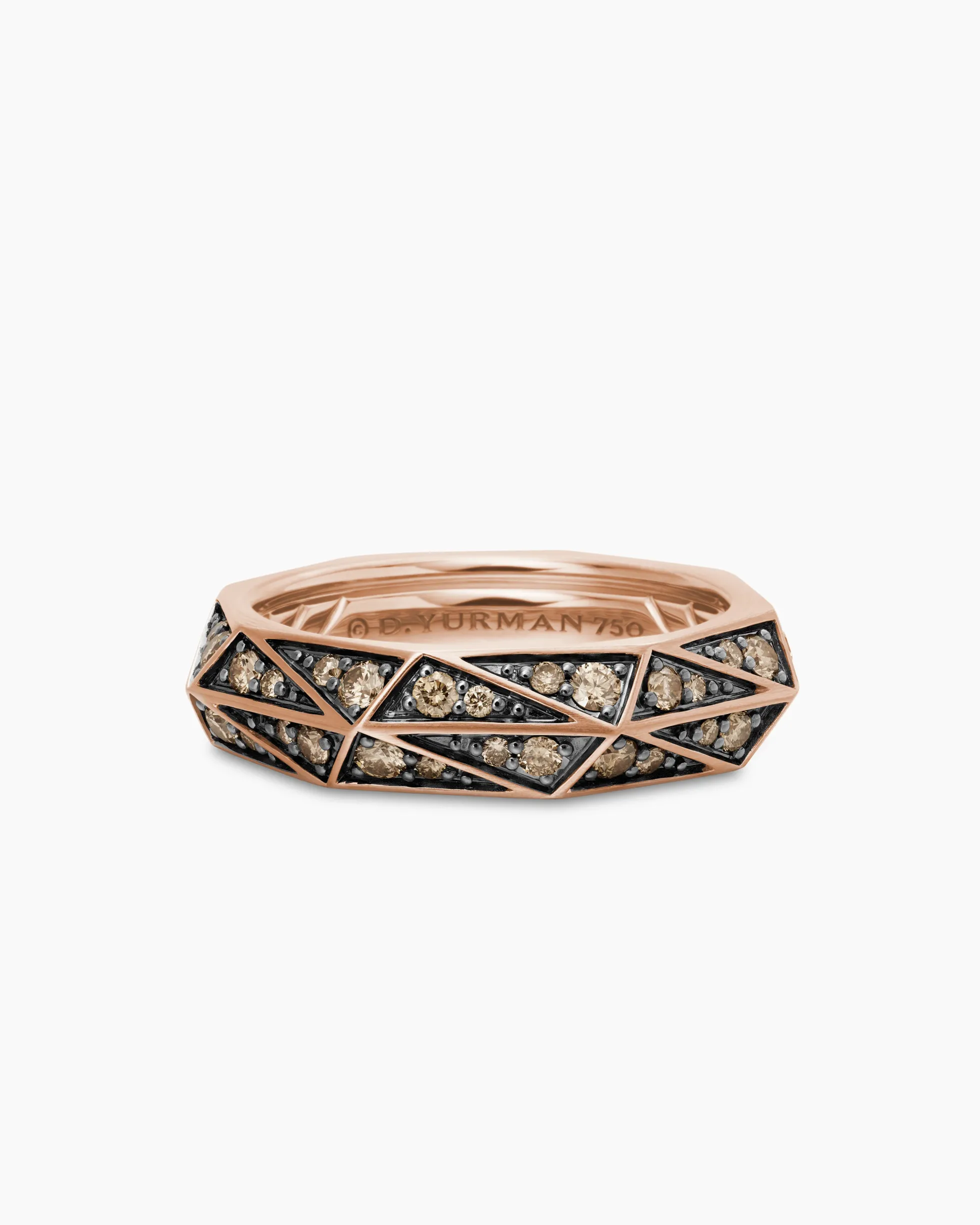 Faceted Band Ring 18K Rose Gold with Cognac Diamonds, 6.2mm