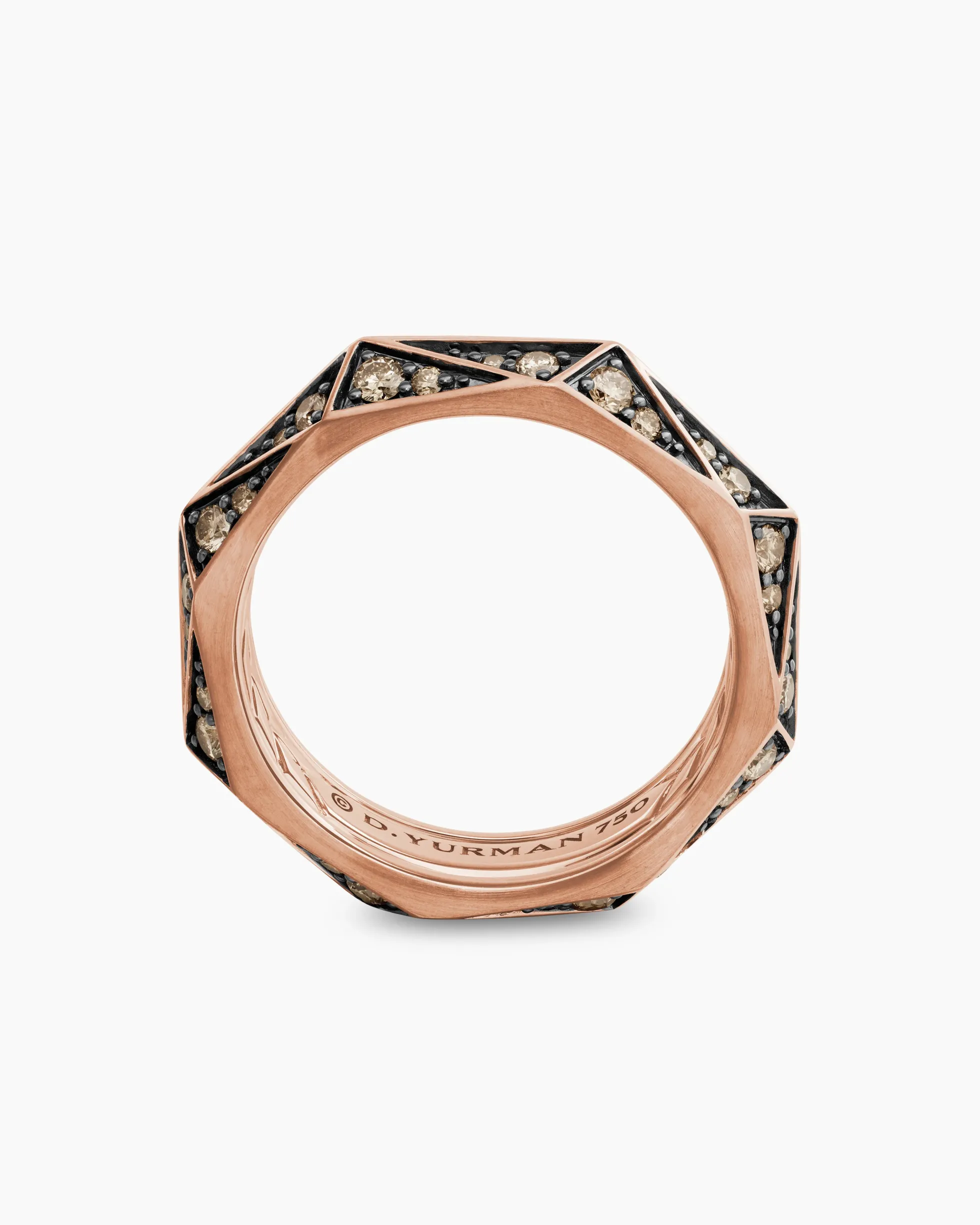 Faceted Band Ring 18K Rose Gold with Cognac Diamonds, 6.2mm
