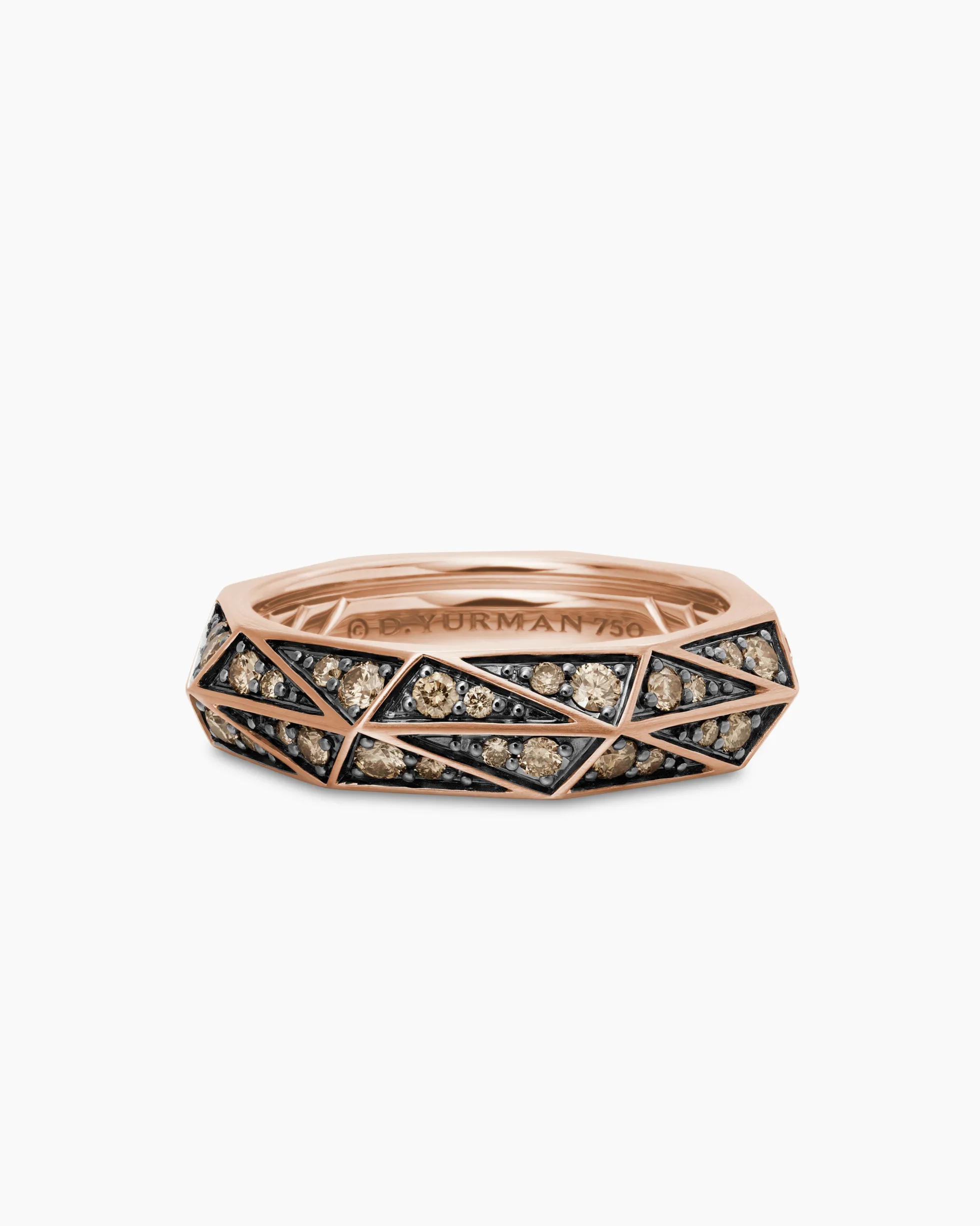 Faceted Band Ring 18K Rose Gold with Cognac Diamonds, 6.2mm