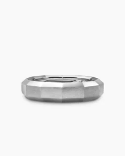 Faceted Band Ring 18K White Gold, 6mm