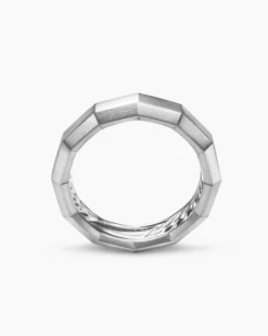 Faceted Band Ring 18K White Gold, 6mm