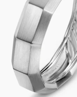 Faceted Band Ring 18K White Gold, 6mm