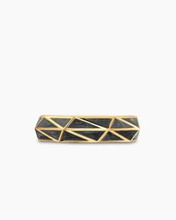 Faceted Band Ring 18K Yellow Gold with Forged Carbon, 6.2mm