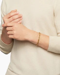 Faceted Chain Bracelet 18K Yellow Gold, 7mm