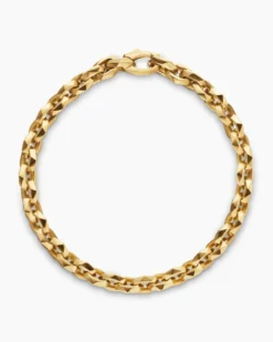 Faceted Chain Bracelet 18K Yellow Gold, 7mm