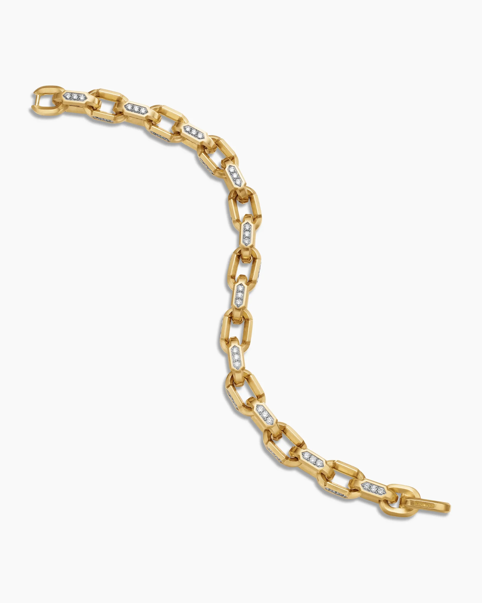 Faceted Chain Bracelet 18K Yellow Gold with Diamonds, 9.5mm