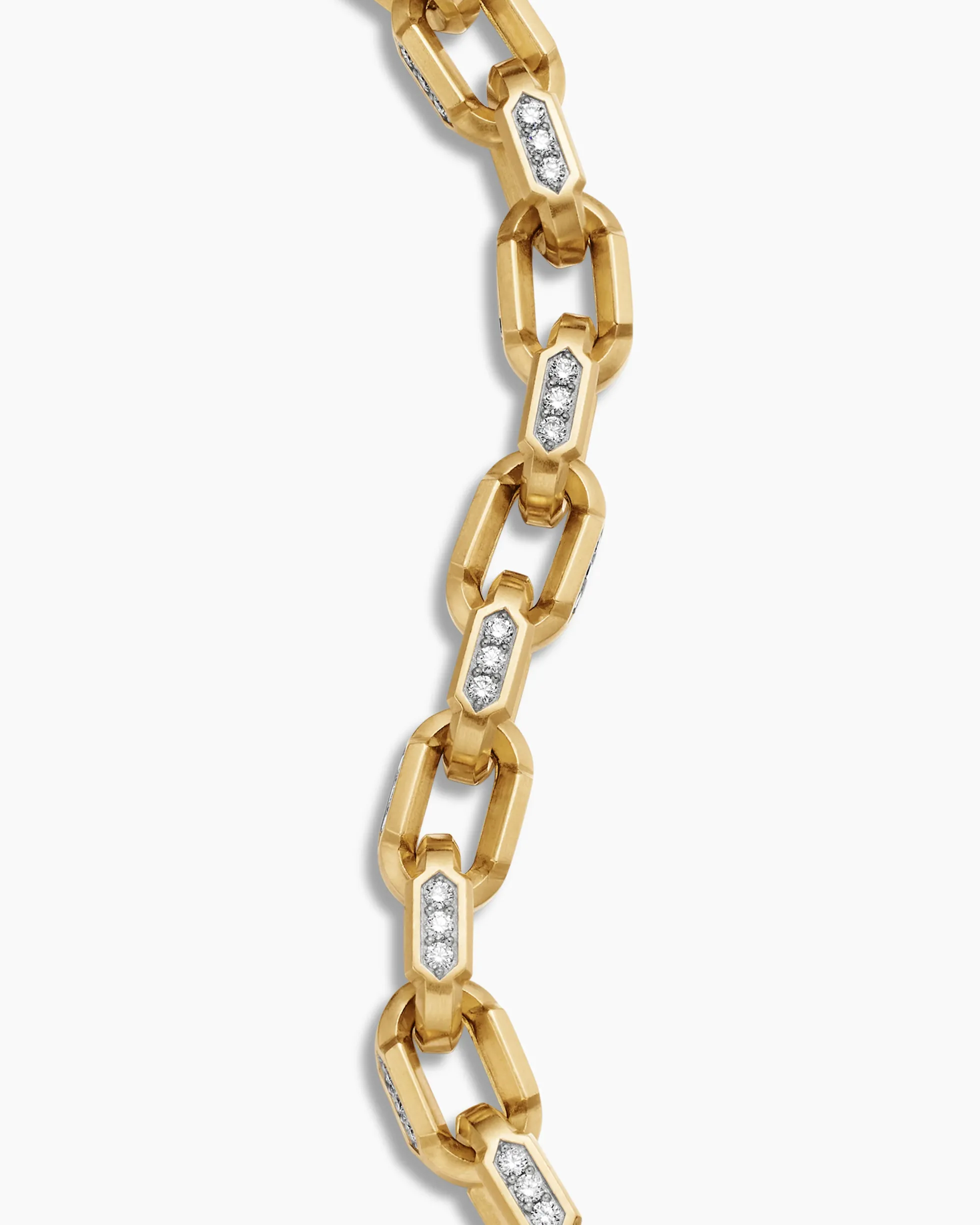Faceted Chain Bracelet 18K Yellow Gold with Diamonds, 9.5mm