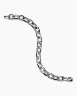 Faceted Chain Bracelet Sterling Silver with Black Diamonds, 9.5mm