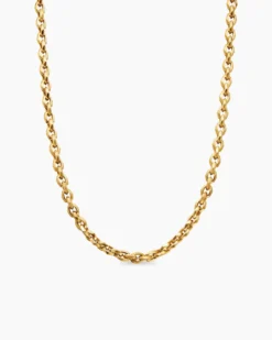 Faceted Chain Necklace 18K Yellow Gold, 7mm
