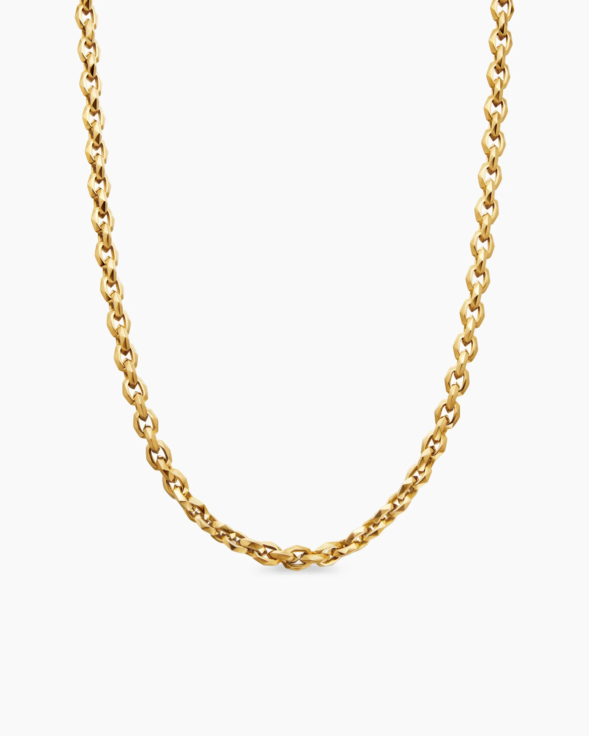 Faceted Chain Necklace 18K Yellow Gold, 7mm