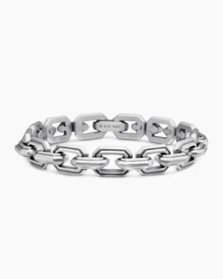 Faceted Flat Link Bracelet Sterling Silver, 11mm