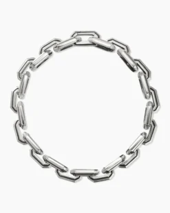 Faceted Flat Link Bracelet Sterling Silver, 11mm