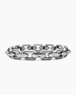 Faceted Flat Link Bracelet Sterling Silver, 11mm