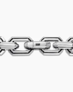 Faceted Flat Link Bracelet Sterling Silver, 11mm