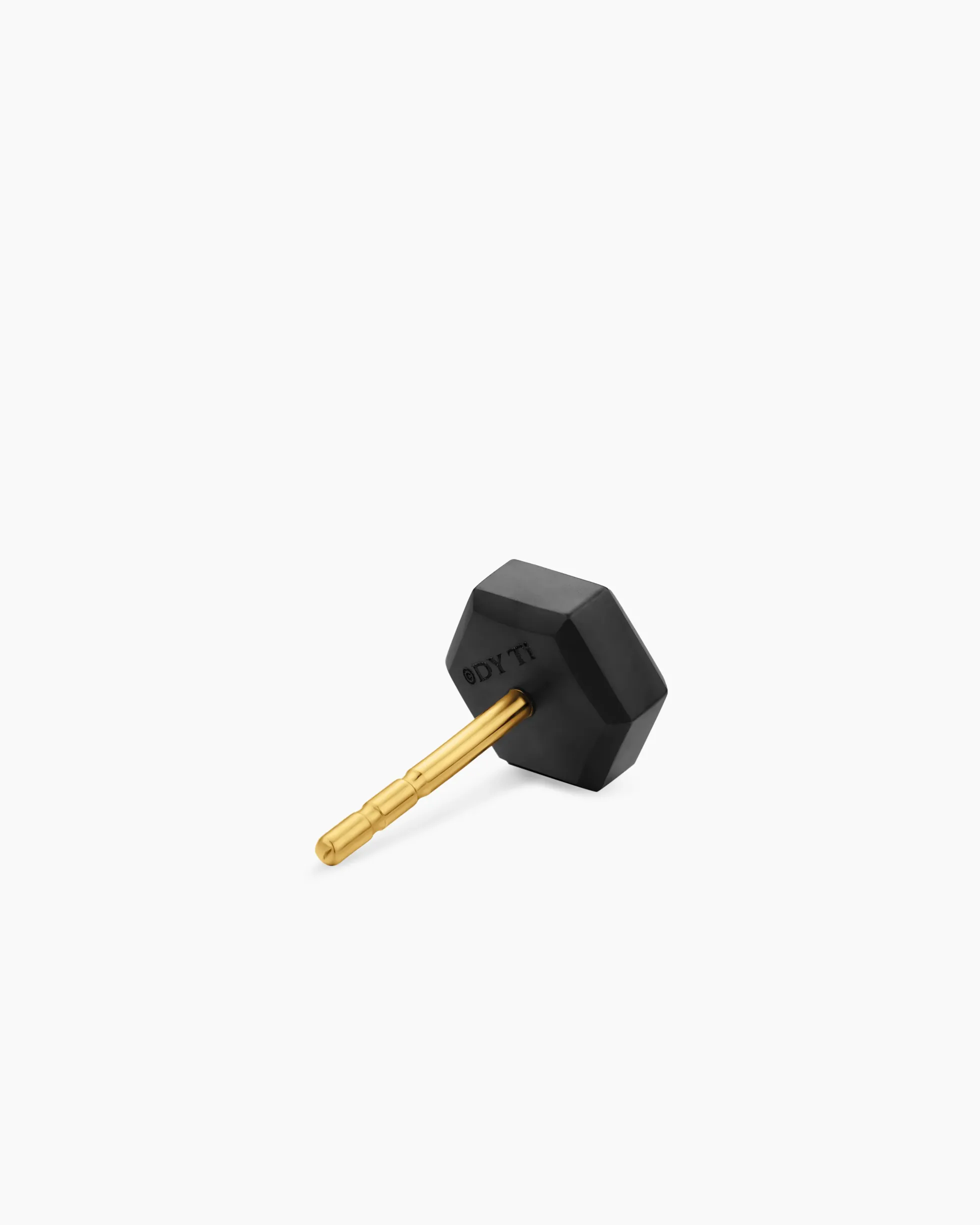 Faceted Hex Stud Earring Black Titanium with Black Diamond, 8mm