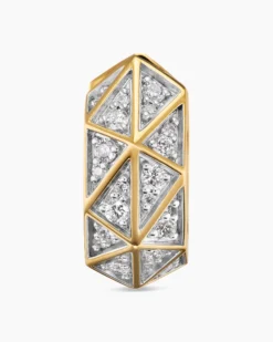 Faceted Hoop Earring 18K Yellow Gold with Diamonds, 14.5mm