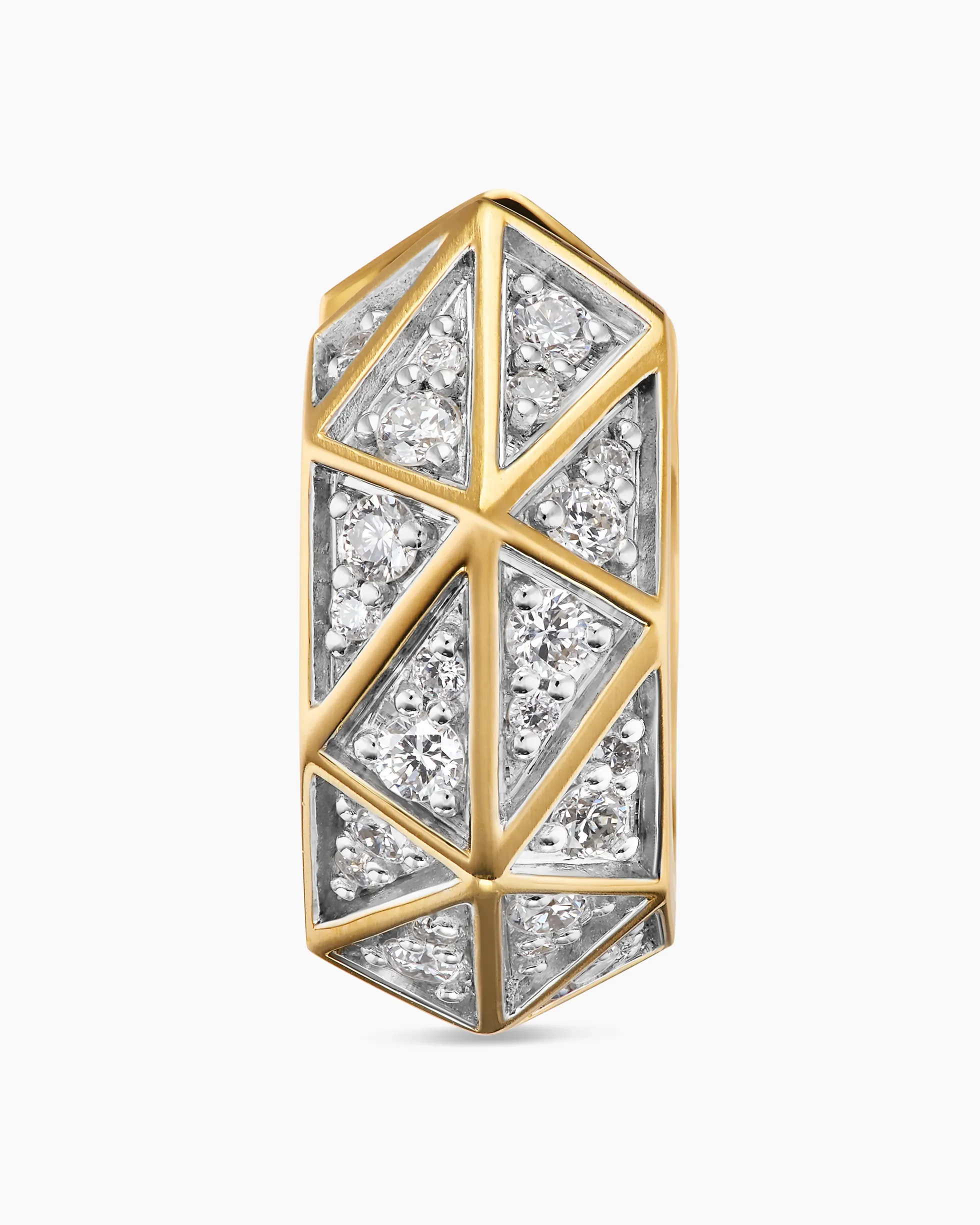 Faceted Hoop Earring 18K Yellow Gold with Diamonds, 14.5mm